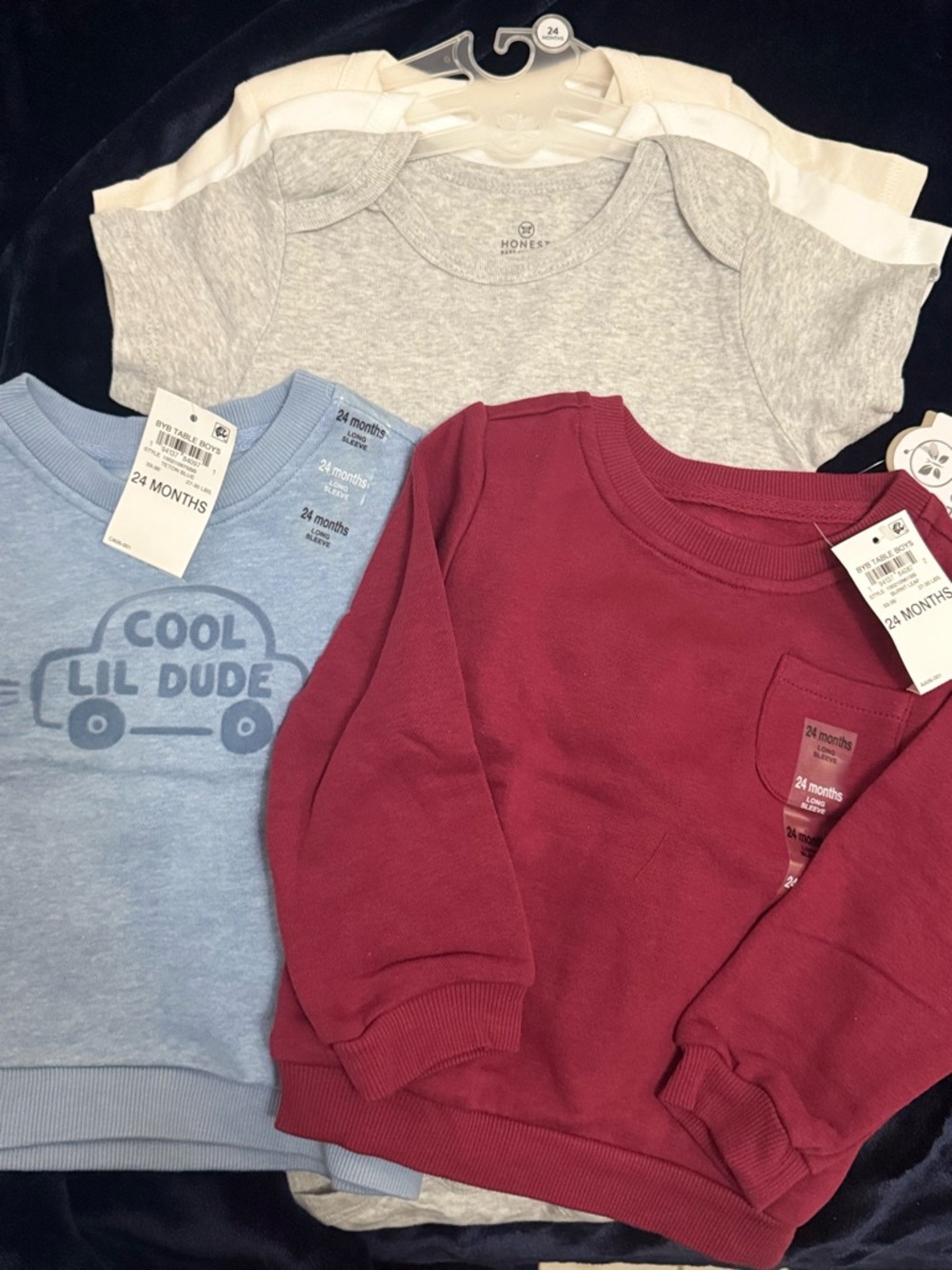 Bundle deal The Honest Company onesie / 2 new sweatshirts